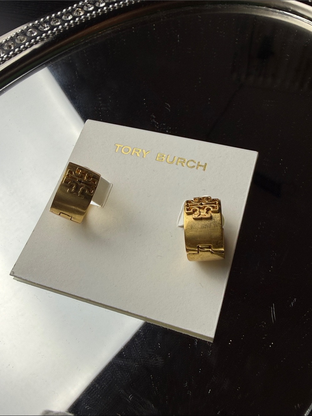 Tory Burch Gold Tone Logo Cufflinks - Picture 2 of 4